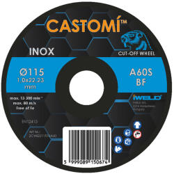 IWELD CASTOMÍ INOX vágókorong 115x1, 0x22, 2 A60S-BF (2CWI2211510A60)