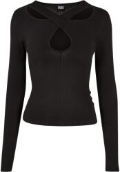 Urban Classics Női kivágott kereszt nyakú hosszú ujjú felső 4XL fekete