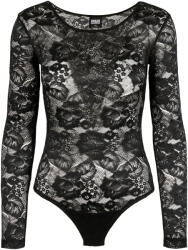 Urban Classics Női csipke hosszú ujjú bodysuit M fekete