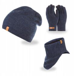 Brødrene Téli Férfi Sapka Sötétkék Kémény Melegítő Érintőkesztyű 3az1ben (Zestaw czapka komin rękawiczki)