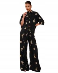 Shein Fekete Hímzett Mintás Női Ing Gombokkal 1JJ