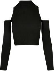 Urban Classics Női bordás kötött vállkivágások hosszú ujjú top 4XL fekete
