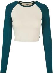 Urban Classics Női retro organikus hosszú ujjú Crop póló 4XL fehér|zöld