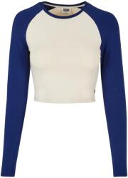 Urban Classics Női retro organikus hosszú ujjú Crop póló 5XL fehér|kék