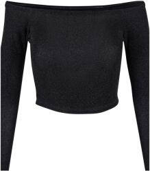 Urban Classics Női Glitter Off Shoulder hosszú ujjú felső 4XL fekete