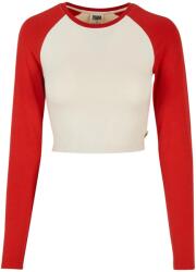 Urban Classics Női retro organikus hosszú ujjú Crop póló 4XL bordó|fehér|rózsaszín