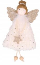 Emized Szőrmés baba karácsonyfa medál krémszínű 16cm 1db