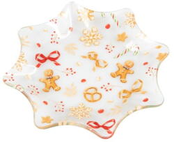 Dakls Бяла стъклена чиния с коледен мотив за сервиране ø 15 cm Gingerbread - Dakls (DOR27004)