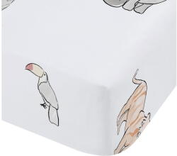 Bianca Бял еластичен памучен детски чаршаф за детско креватче 70x140 cm Zoo Animals - Bianca (BD/55654/R/TFD/PAT)