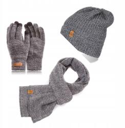 Brødrene Szürke Férfi Téli Sapka Beanie Sál és Kesztyű Brodrene 3az1ben Szett (103139-LGM)