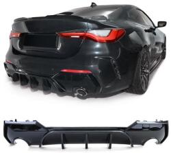  BMW G22 G23 2020- M-packet hátsó lökhárítóba M4 stílusú lakkozott fekete műanyag diffúzor kétoldali 1-1csöves kivágással