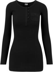 Urban Classics Női bordázott zsebes hosszú Turn Up póló S fekete