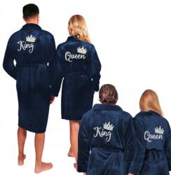  Fürdőköpeny Szett Pároknak Hímzett Fürdőköpeny Ajándék Sötétkék Univerzális