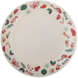 Bloomingville Кремава глинена чиния с коледен мотив за сервиране ø 28 cm Yule - Bloomingville (82062834)