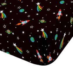 Catherine Lansfield Черен еластичен единичен детски чаршаф 90x190 cm Rainbow Rockets - Catherine Lansfield (BD/60562/W/SFD/BK)