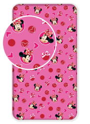 Jerry Fabrics Розов еластичен памучен детски чаршаф 90x200 cm Minnie "Hearts" - Jerry Fabrics (17FT256)