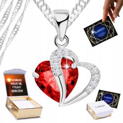 Larezo Ezüst nyaklánc Lánc Piros szív cirkóniákkal Szív Nyomtatás (srebrny łańcuszek z zawieszka wisiorek sm0678)