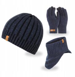 Brødrene Férfi téli sapka szett Kémény kesztyű sötétkék Brodrene meleg 3az1ben (P1086-NAVYMULIN)