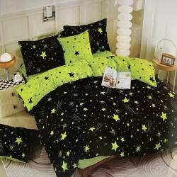 idealisotthon Star 4 részes kétoldalas ágyneműhuzat - fekete-zöld (IO-SY-BL-AB-107-DS-4-BKGN)