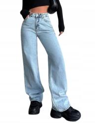 Shein Farmer Mom Jeans Magas Derekú Hosszú Szárú Kék 36 1JH