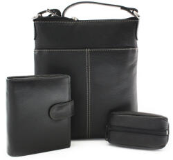 ARWEL Női kézitáska, pénztárca és kulcstartó szett | fekete