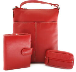 ARWEL Női kézitáska, pénztárca és kulcstartó szett | piros