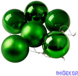  Karácsonyi gömb szett 6 db-os 8cm - Zöld
