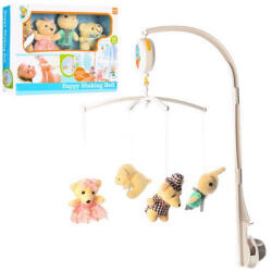  Happy Shaking Bell Zenélő forgó Plüss kedvenc macik nyuszival, 4 figura felhúzós - babybear