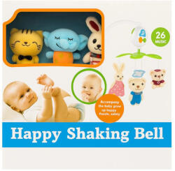  Happy Shaking Bell Zenélő forgó Plüss nyuszi és barátai, 3 figura, felhúzós - babybear