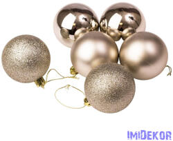  Karácsonyi gömb szett 6 db-os 6cm - Pezsgő