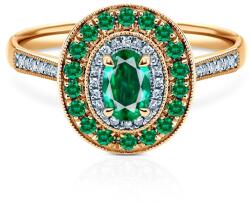 SAVICKI Inel Rosavine: aur bicolor, smaralde, diamante - savicki - 8 746,00 RON