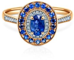 SAVICKI Inel Rosavine: aur bicolor, safir albastru, diamante - savicki - 11 439,00 RON