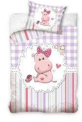 Ábránd Hippopotamus/Víziló ágyneműhuzat, Pink (100x135 + 40x60 cm)