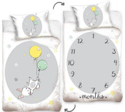 Ábránd Nyuszi lufival és órával ágyneműhuzat, kétoldalas (100x135 + 40x60 cm)