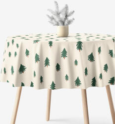 Goldea kör alakú terítő - extra erős 100% - os pamut - karácsonyfák bézs alapon Ø 150 cm