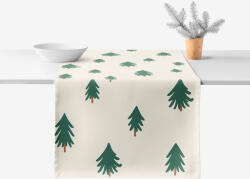 Goldea asztali futó - extra erős 100% - os pamut - karácsonyfák bézs alapon 50x140 cm