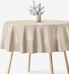 Goldea karácsonyi kör alakú terítő erős pamutból - északi fenyők Ø 130 cm