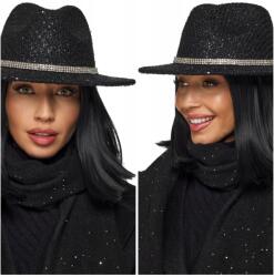 DEMUR Női Filc Kalap, téli, meleg, csillogó, fekete, Size kb. 58cm (kapelusze damskie zimowe eleganckie filcowe)
