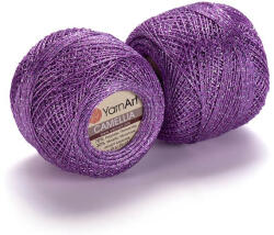  Camellia horgoló fonal - Lila ezüst szállal - 414