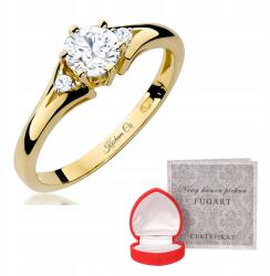 Fugart 585 Arany Eljegyzési Gyűrű Fehér Zafírral És Gyémántokkal 0.03ct r16 (F076-585-BS0.60/0.03)