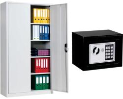 Plus Mobilier Set: Fiset metalic Premium 4 polite+baza, 900x400x1800 mm (LxlxH) + Seif metalic digital, 170x230x170 mm (HxLxl), PLUS gri Fiset metalic 2 4 60 kg 900x400x1800 (61004306) Dulap arhivare