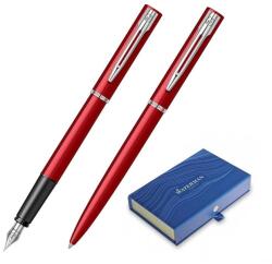 Waterman Set pix si stilou Waterman Allure rosu cu accesorii cromate, in cutie dubla de cadou (PACHETPARKER10(3))