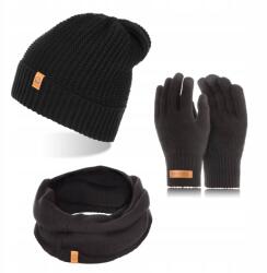 Brødrene Fekete Őszi Sapka Férfi Kémény és Kesztyű Szett 3az1ben Brodrene (9932-3ZESBLACK)