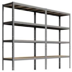 STRATEGIC Raft DUBLU vopsit Negru 4 polite MDF 180x180x40cm 175 kg/polita, STRATEGIC, montaj fara surub prin clipsare, cadru metalic, polite maro (copie) Raft
