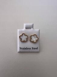 Stainless steel Fülbevaló klasszikus lóhere fehér sebészeti gyanta 316L aranyozott (stainless_koniczynka)