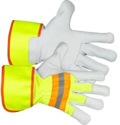 Strend Pro Manusi poliester/piele, reflectorizante, alb si galben, marimea 09/L, Strend Pro Janus (3134300) - artool