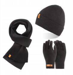 Brødrene Téli szett Férfi Fekete Sapka Elegáns Sál Meleg Kesztyű 3az1ben (Czarna Czapka Beanie Szal Męski Rękawice Zima)