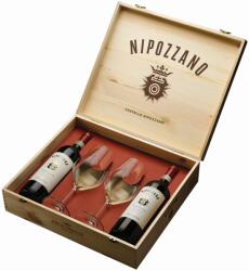 FRESCOBALDI Pachet Vin 2 Sticle Nipozzano Riserva Chianti Rufina Rosu Frescobaldi DOCG 0.75l + Pahare + Cutie Lemn (FRB41SGR)