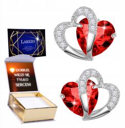 Larezo Ezüst fülbevaló 925 Piros Kristály Szív Strassz Szív Nyomtatás (dlugie dla dziewczynki kobiet kola kolka s142)