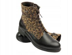 Helios Női Bakancs Helios 583A Barna Leopárdmintás Bőr Fűzős Cipzár (583A.11) - allegro - 16 440 Ft